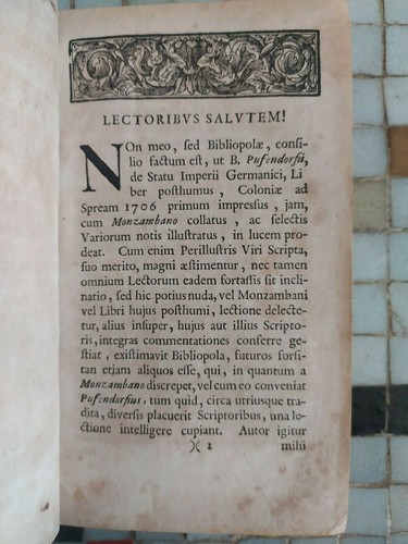 Severinus de Monzambano Samuel von Pufendorf De statu imperii germanici 1708 -AP - Imagen 3 de 9