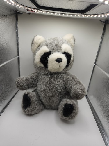 VTG Russ Berrie Raccoon Plush Stuffed Animal Toy Gray White Black - Picture 1 of 9