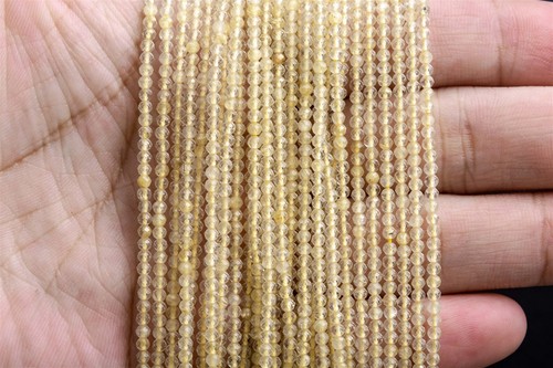 "Cuentas de citrino amarillas débiles naturales genuinas de 2 mm AA cuentas sueltas redondas facetadas facetadas de 13" - Imagen 3 de 4