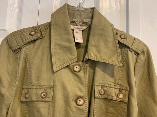 Sundance Jacke mit Gürtel Taschen Leinen/Baumwolle Gr. L khaki sportlich Military Outdoor - Bild 4 von 13