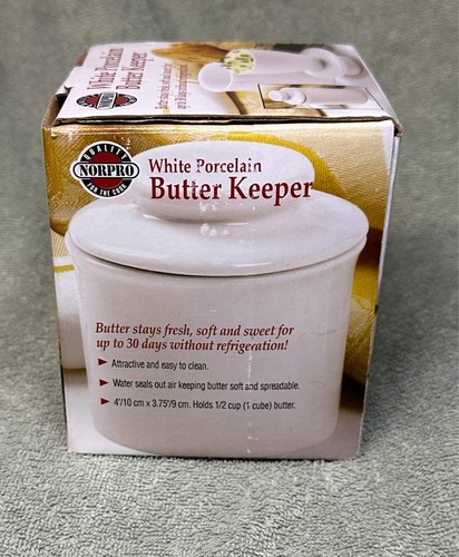 Norpro Stoneware White Porcelain Butter Keeper French Bell Crock Dish 291 new - Picture 2 of 6