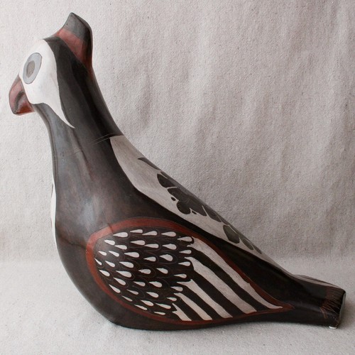 Vintage Mexican Tonala Pottery Road Runner Bird Parrot Statue Sculpture 21½” - Picture 8 of 13