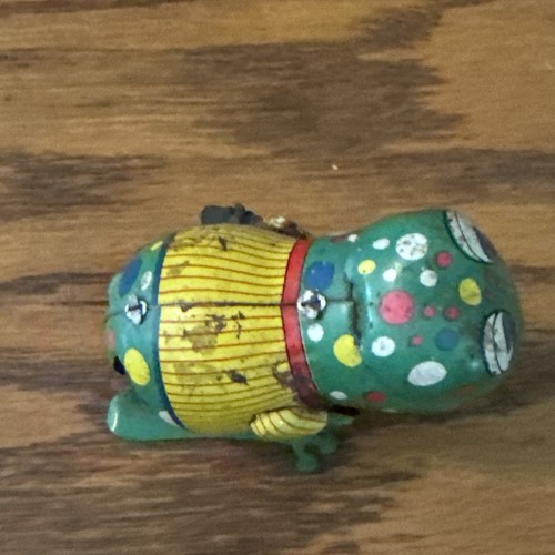 Giocattolo a carica vintage anni '50 Jumping Frog Chasing Butterfly Latta Giappone *raro* - Foto 3 di 7