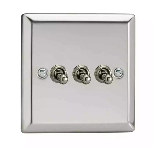 Toggle Light Switch 1 2 3 4 Gang Options Polished Mirror Chrome - Varilight - Picture 6 of 73