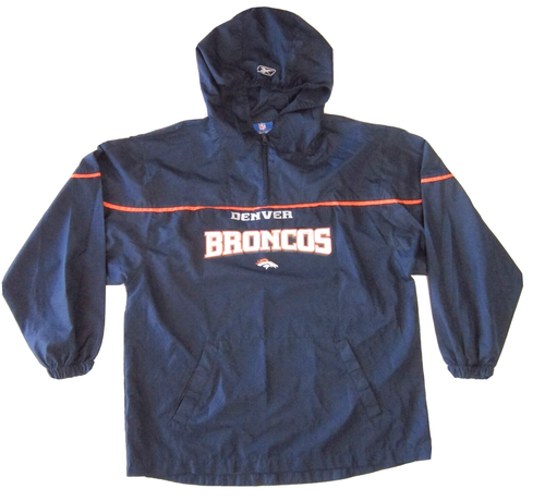 Damen Denver Broncos Reebok Packable Regen Pullover Jacke Navy Blau Tasche Gr. XL - Bild 1 von 14