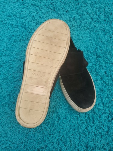 Vince Women's Size 8.5 Ward Suede Slip-On Platform Sneaker Shoe Black White - Picture 8 of 11