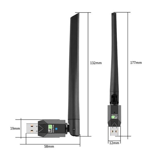 Adaptateur 2 en 1 USB Wifi 600Mbps Double Bande + Bluetooth 5.0 Antenne Externe - Photo 6/7