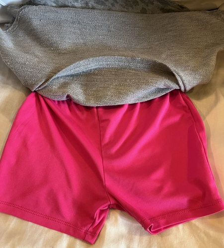 Adidas Girls 6X Skort 3 Stripe Pink Tennis Athletic Shorts Skirt Gray Leopard - Picture 3 of 4