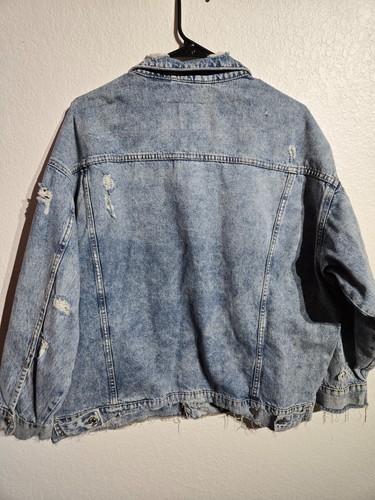 Chaqueta de Jean H&M Azul Denim Para Hombre Talla Grande Envejecida y Denim Y2K Chaqueta de Motociclista - Imagen 9 de 12