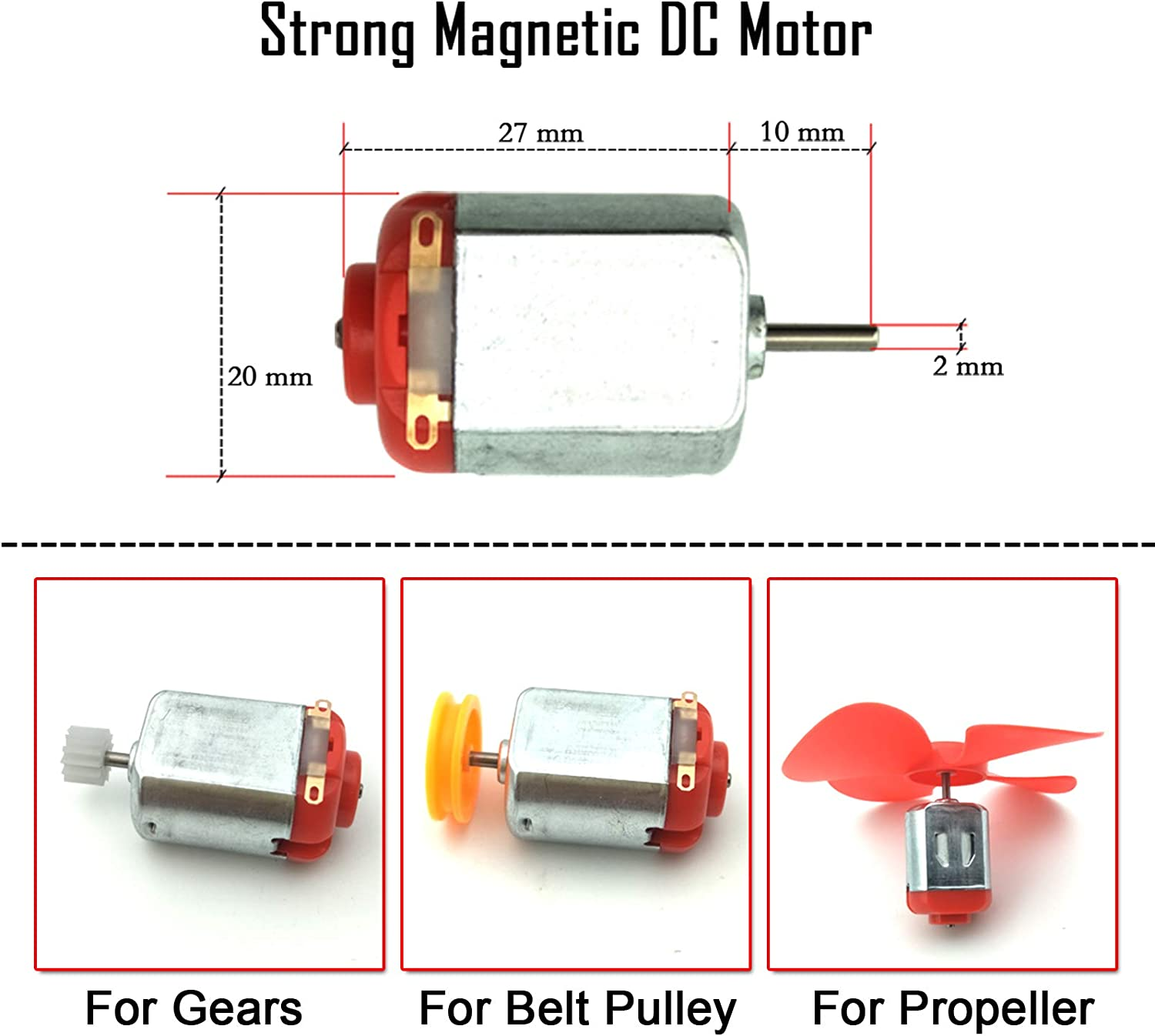 6 Set DC Motors Kit, Mini Electric Hobby Motor 3V 12V 25000 RPM Strong