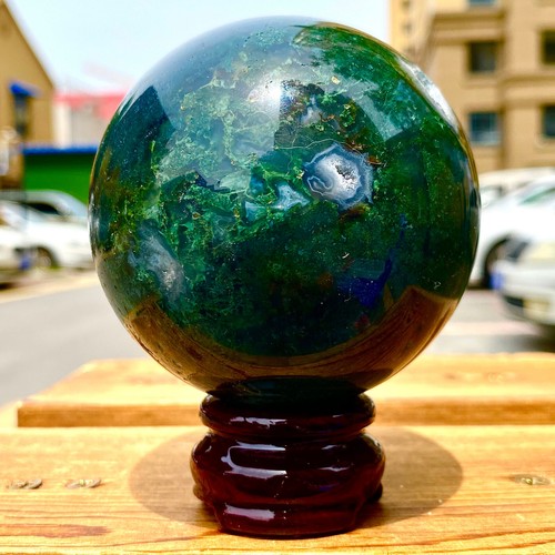Sfera di agata erba acqua naturale 1,53 libbre sfera di cristallo di quarzo guarigione - Foto 10 di 12