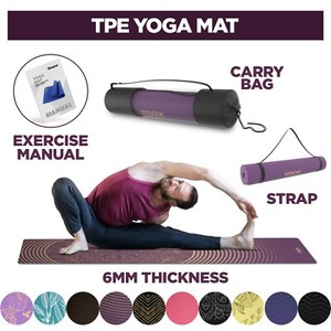 RDX Yogamatte TPE Fitness matte Tragegurt Rutschfest Pilates Gymnastik Sport