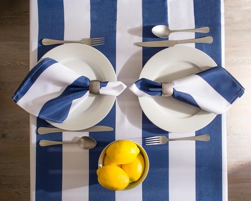 Stylish Wrinkle-Resistant Waterproof Table Cover - Nautical Blue - 60x84 - Picture 6 of 8