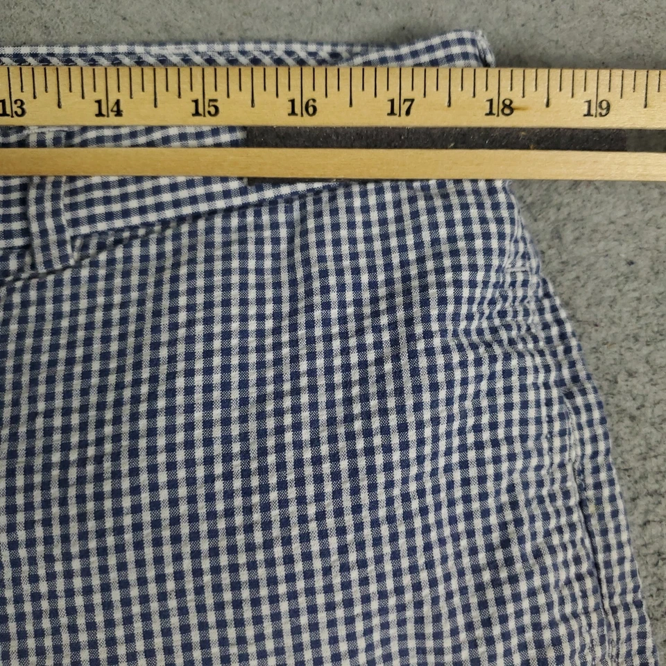 Peter Millar Shorts Mens Size 36 Blue White Check Flat Front Casual Chino - Image 4 of 4