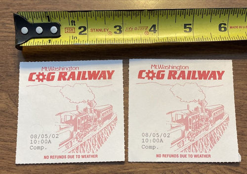 (2) Billetes de tren de ferrocarril Mount Washington Cog de colección 2002 NH P4a - Imagen 9 de 9