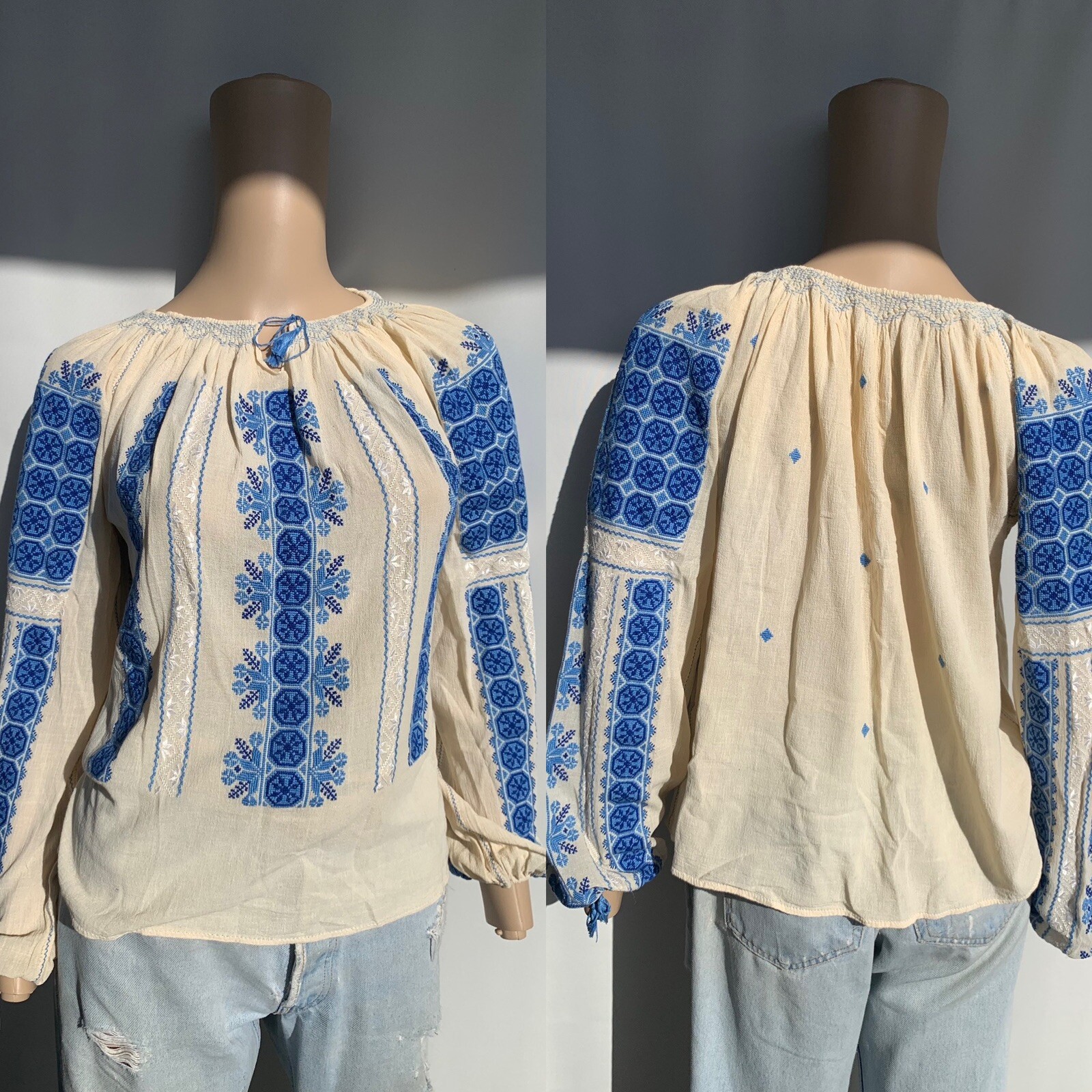 Antique Hungarian Embroidered Blouse - image 2