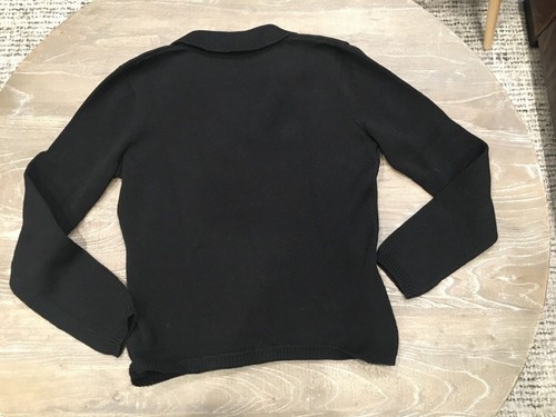 LEGGIADRO BLACK COTTON SWEATER PRE-OWNED SIZE M / MEDIUM WITH BUTTONS - Picture 7 of 7