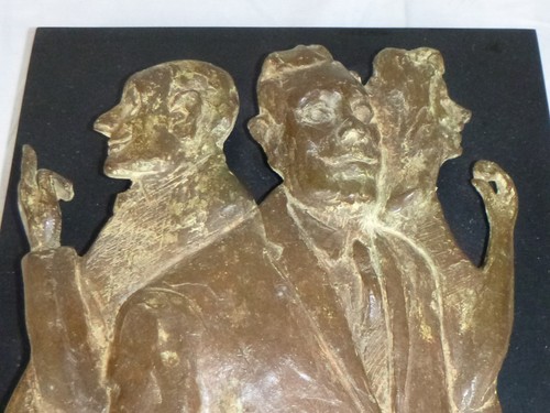 Vtg Mid Century Kirk Newman Bronze Relief Wall Sculpture Art Businessman - Picture 8 of 11