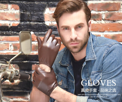 Nouveaux Hommes police Tactical Gants,cuir véritable Gants Noir / Brown - Bild 7 von 10