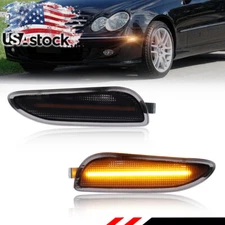 2X Smoke Lens Amber LED Front Side Marker Lights For 2003-2009 W209 Mercedes CLK