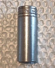 SNAP ON S-281, 1/2" DRIVE, 7/8" SOCKET, 3.2" DEEP/HIGH, 12 POINT.