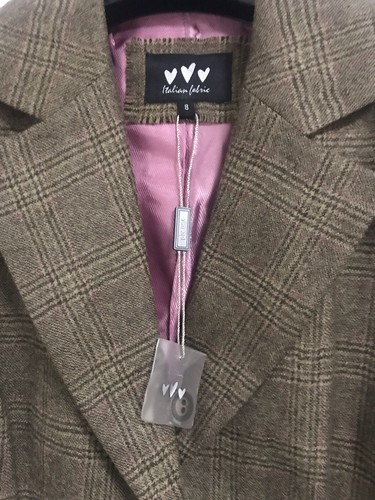Marks and Spencer Per Una Italian Fabric Check Lined Jacket Size 8/10 New - Picture 3 of 8