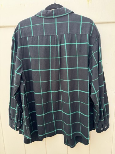 Ava & Viv Women’s Plaid Button-Up Flannel Shirt Long Sleeve Size X Green - Picture 11 of 15