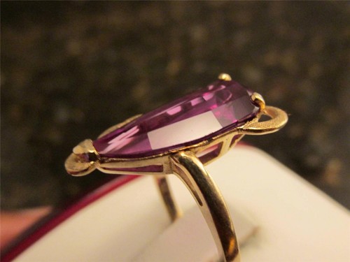 Vintage Retro 10k Solid Gold Lab Created 7.22 Carats Alexandrite Ring - Picture 4 of 11