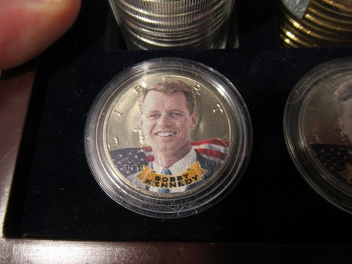 KENNEDY PLATTIERTE MÜNZEN, 20 SILBER 20 GOLD 20 PLATIN, HOLZBOX, JFK, TED, BOBBY - Bild 5 von 10
