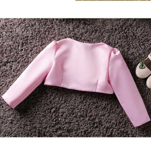 Satin Girls Kids Shrug Bolero Crop Tops Floral Coat Jacket for Party Dress - Picture 9 of 16