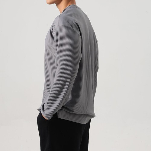 Men Long Sleeve T-Shirt Pullover Sweatshirts Casual Quick Drying Solid Loose Tee - Bild 23 von 29