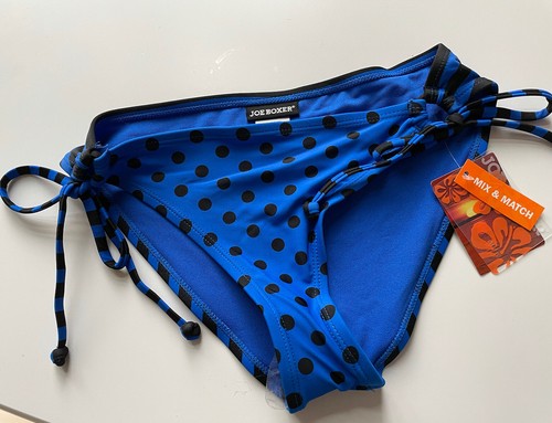 Corbata de bikini Joe Boxer con cuerda lateral parte inferior azul negro lunares NUEVO S - Imagen 9 de 12