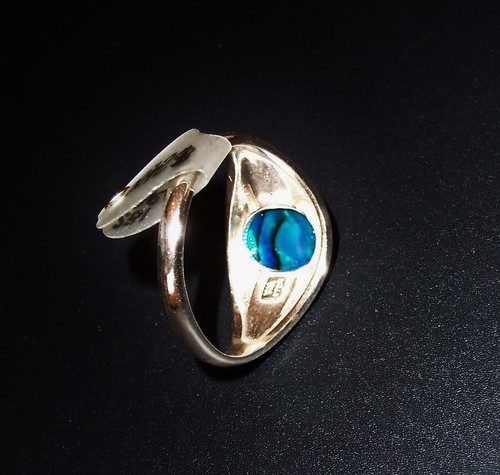 ANILLO CABUJÓN PAUA SHELL PLATA ESTERLINA PARA HOMBRE - TALLAS 9 Y 11,5 DISPONIBLES - Imagen 9 de 11