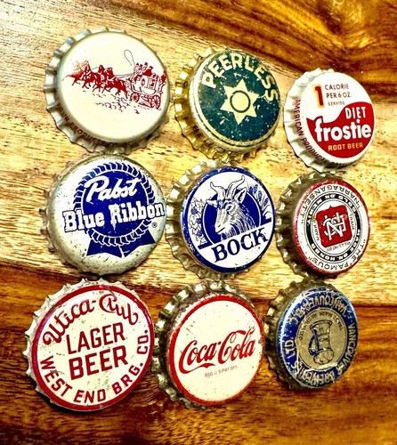 9 VINTAGE CORK CROWNS LOT PABST UTICA VANCOUVER PEERLESS BOCK