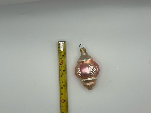 11 Glas Weihnachtsschmuck rosa weiß Glitzer gold Pontil Columbia Retro Weihnachtsmann - Bild 12 von 12