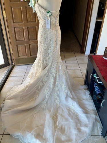NWT Morilee 1903 Wedding Dress Champagne Size 10 Fit & Flare Tulle & Beaded - Picture 6 of 14