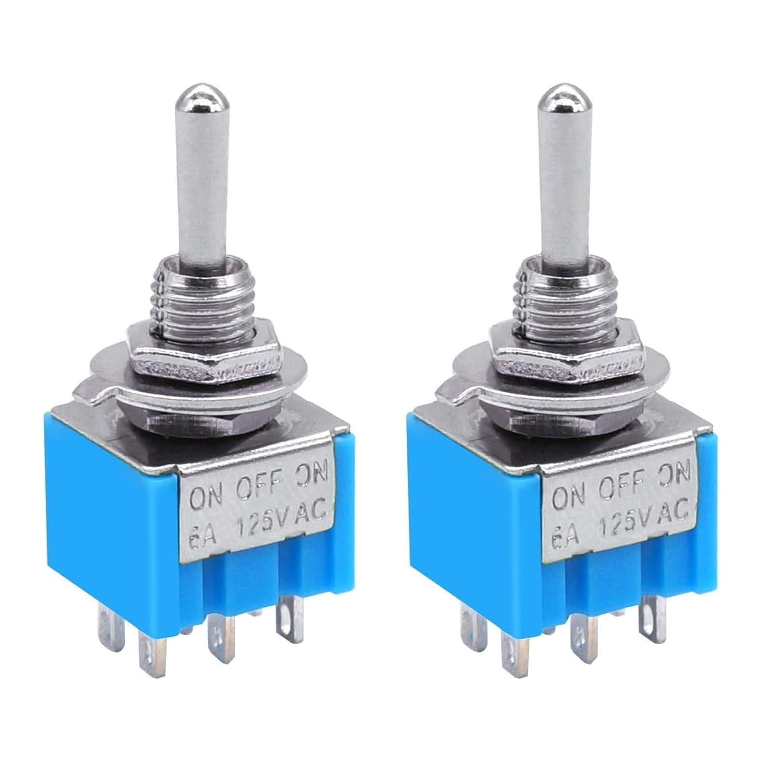 12 Stück MTS-202 Mini Toggle Switch ONOffON 6 Pin DPDT