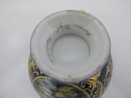 Carl Knoll CARLSBAD vergoldete handbemalte LANDSCHAFT Porzellan Kaffeetasse & Untertasse - Bild 8 von 9