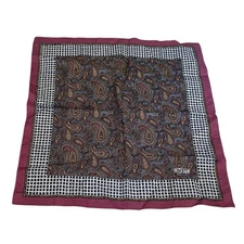 Liberty Maroon Gray Abstract Floral Paisley Bandana Cotton 16 X 17” VTG