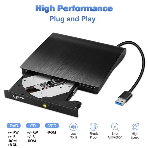 External Drive, USB 3.0 Portable +/-RW, Player for CD ROM Burner with Laptop ... - Picture 3 of 7