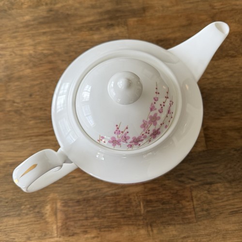 Set da tè giapponese 10 pezzi teiera porcellana piattino tazza da tè Sakura rosa fiori di ciliegio - Foto 9 di 15