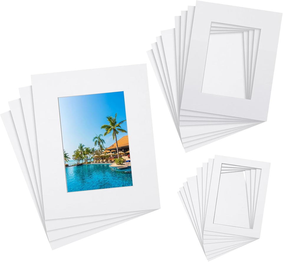 White Picture Mat Kit, Includes anti Acid Pre Cut Display Photo Frame ...
