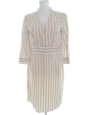 VISUAL CLOTHING PROJECT Damen Wickelkleid Gr. XS Beige Viskose 3/4 Ärmel