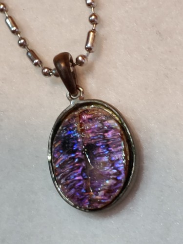 Vtg Hummingbird & Flowers Pendant-Silver Tone Necklace/Chain-3/4" x 7/8" Pendant - Picture 6 of 6