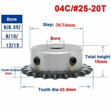 For #25 Chain Drive Sprocket Wheel 04C 20T Bore 5-20mm Keyway D-hole Pitch 1/4"