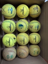 Lot of 12 Mixed Used  Slowpitch Softballs  - Mostly USSSA - All 12" Mens Lot #38