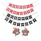 4 Pcs Race Car Birthday Banner Checkered Flag Flags Party Decorations Supplies