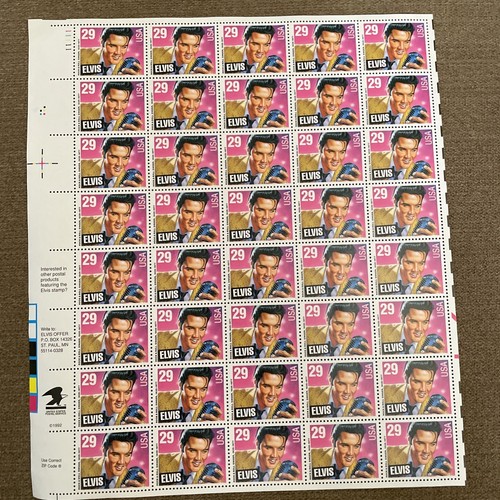 1992 Elvis Presley .29 cent Stamps- 2 Full Sheets 80 StampsUSPS NEW-MINT - Picture 5 of 8