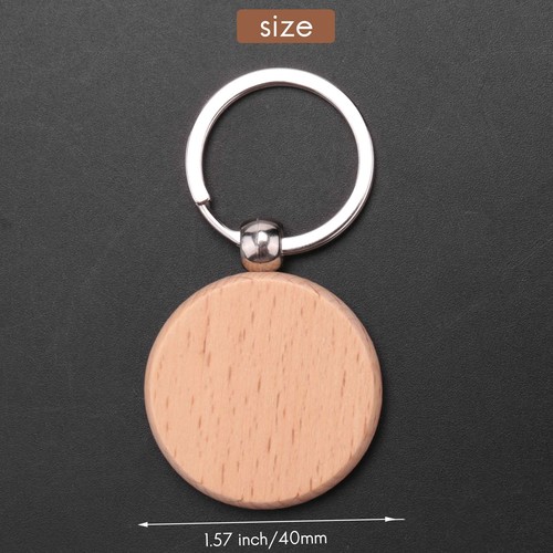 100Pcs Blank Round Wooden Key Chain Diy Wood Keychains Key Tags Can Engrave4718 - Picture 4 of 4