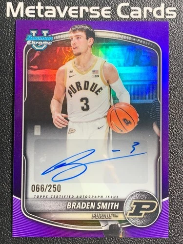 2025-26 Bowman University Chrome Braden Smith Auto Purple Refractor 66/250